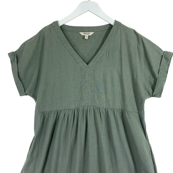 khaki /olive linen blend tunic dress pull on Briggs New York size medium - Picture 13 of 14